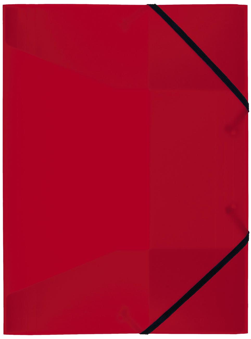 Idena Mapa A3 cu elastic, PP, Culoare: rosu translucid
