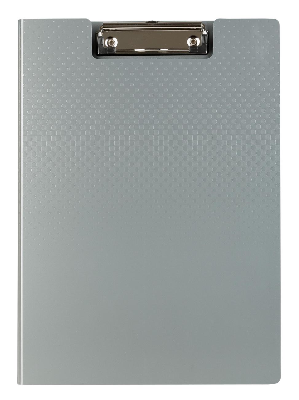 Idena Clipboard A4 cu capac si buzunar interior, Culoare: gri