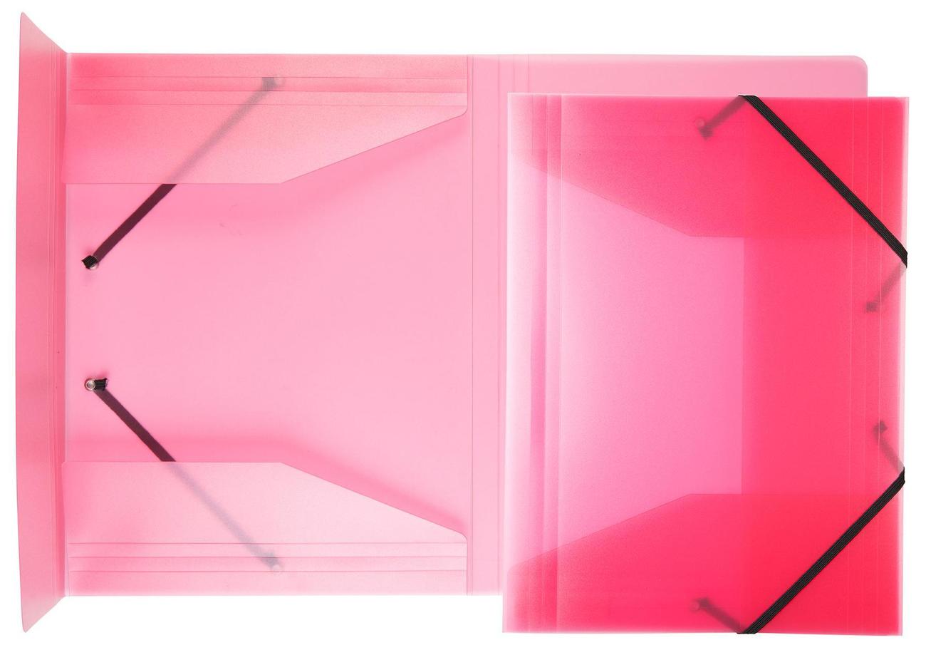 Idena Mapa A4 din plastic cu elastic, PP, Culoare:  roz translucid