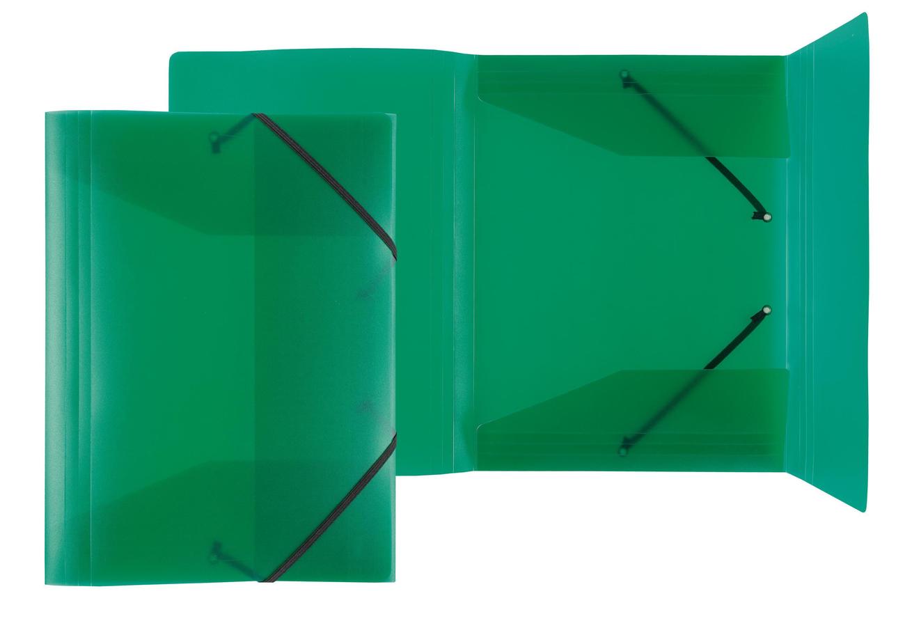 Idena Mapa A4 din plastic cu elastic, PP, Culoare: verde translucid