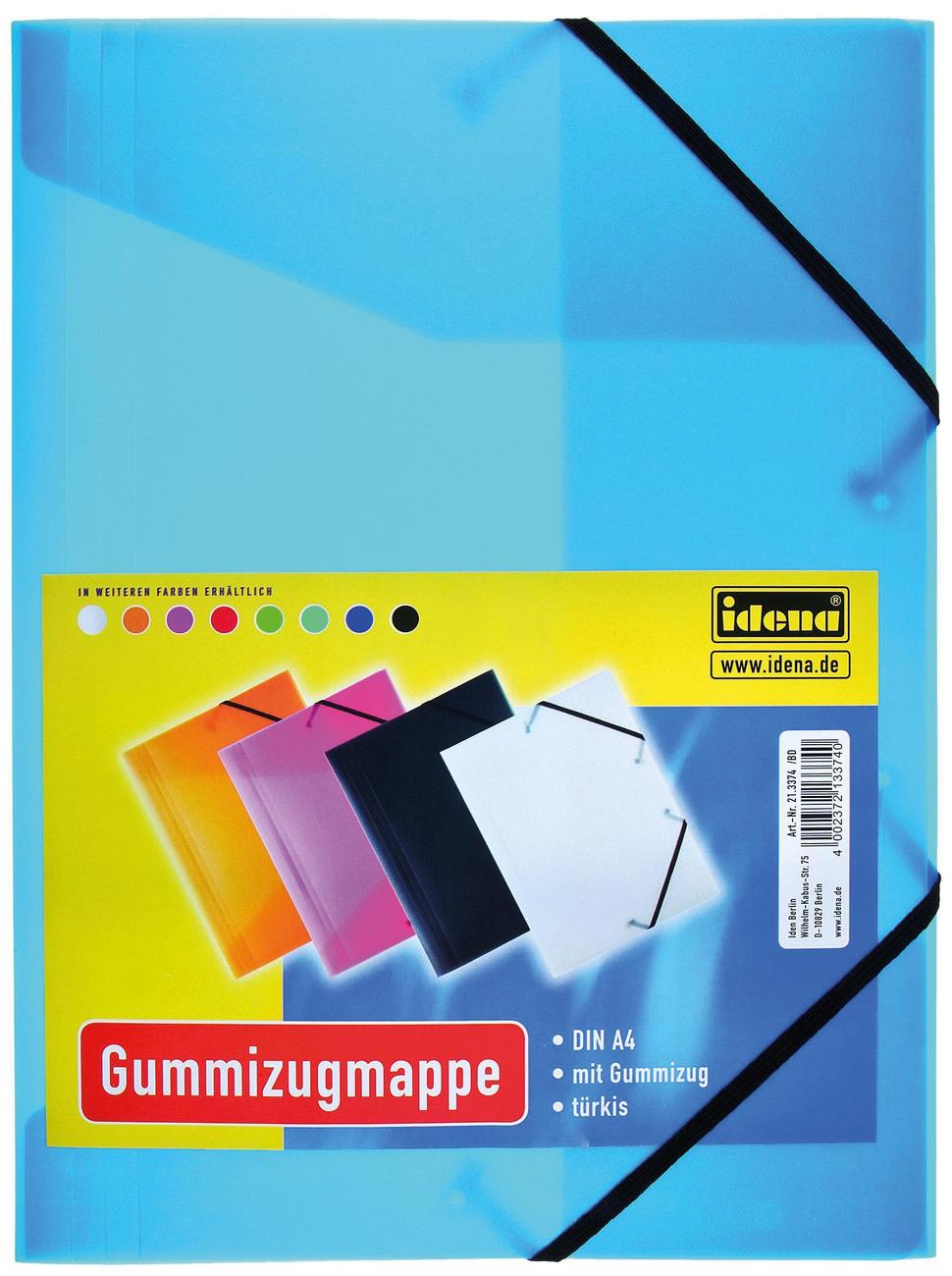 Idena Mapa A4 din plastic cu elastic, PP, Culoare: turcoaz translucid