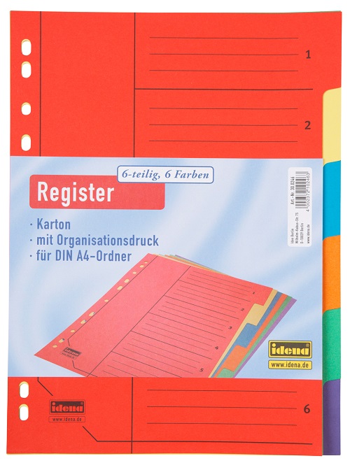 Idena Set 6 separatoare carton color
