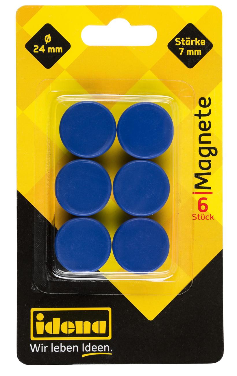Idena Set 6 magneti rotunzi, Culoare: albastru