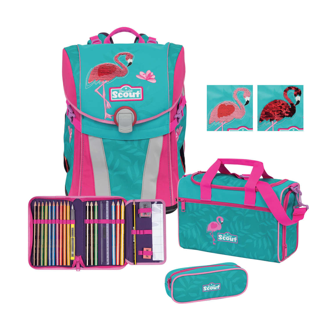 Scout Ghiozdan cu imagine schimbatoare "Flamingo"